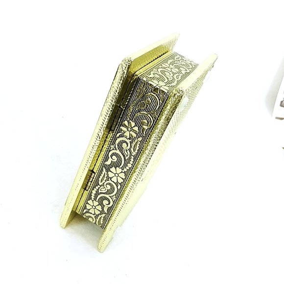 Storage Trinket Vanity Valet Box Metal Exterior Closure Hinges Embossed Floral A - Picture 9 of 10